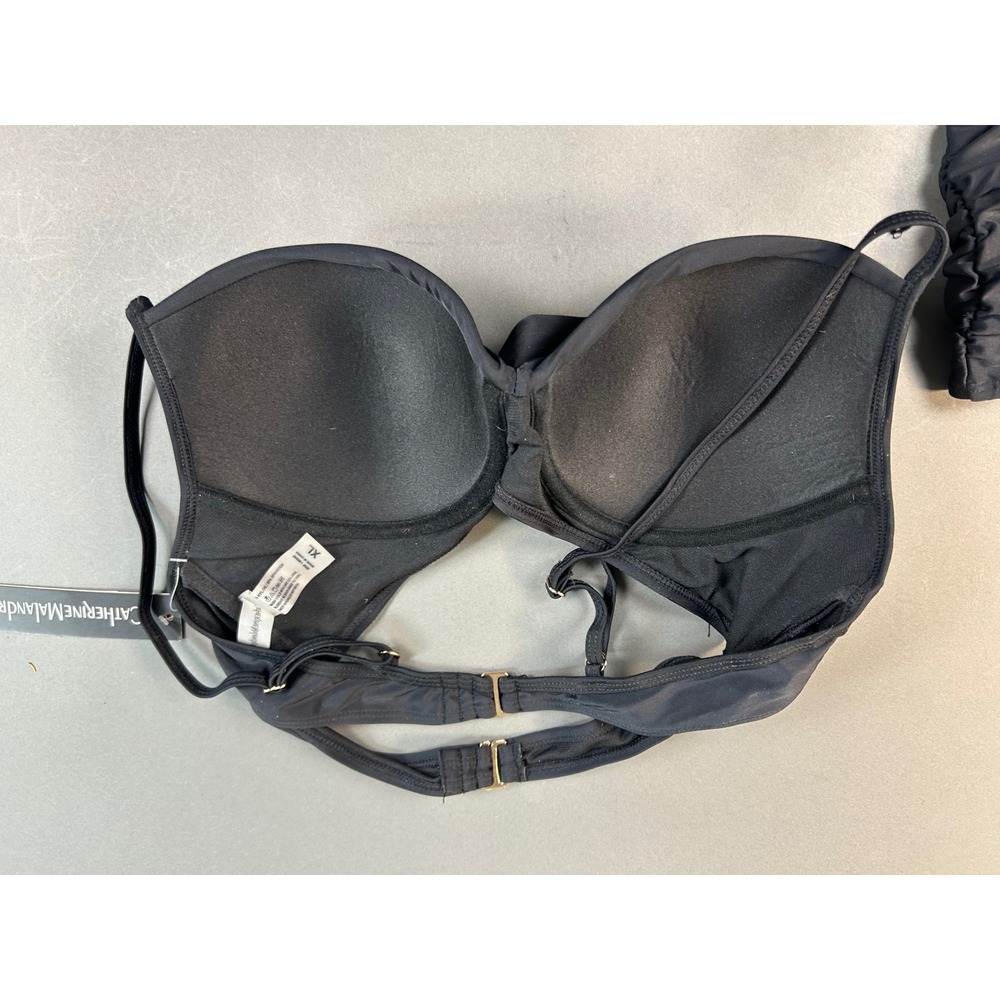 Catherine Malandrino Black Twist Front Bikini Top & High Waist Shirred Bottom - Picture 6 of 9